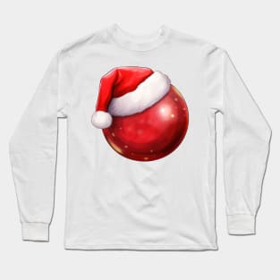 Christmas Pool Ball in Santa Hat Long Sleeve T-Shirt